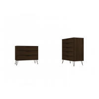Manhattan Comfort 180GMC5 Rockefeller 5-Drawer and 3-Drawer Brown Dresser Set